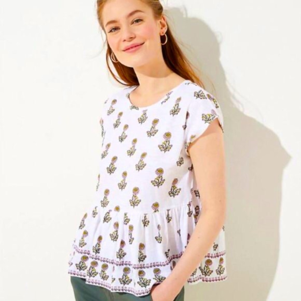 LOFT NWT | Peony peplum tee